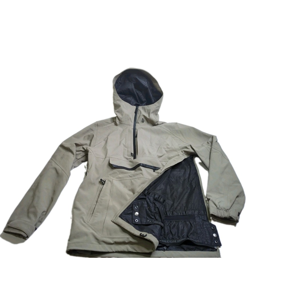 VOLCOM Brighton Pullover Snowboard Jacket Mens S Gray Anorak Zip Tech Ski 15k MM